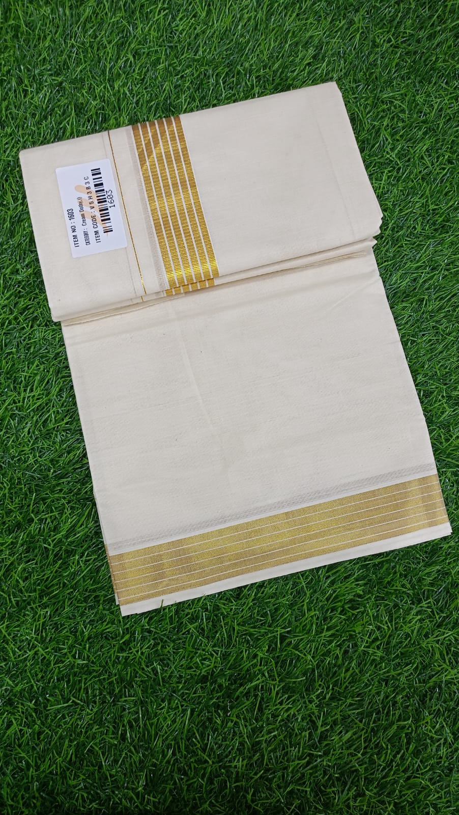 1 1/2" One Side 4 Line Jari & Chilli Lines Cream Double