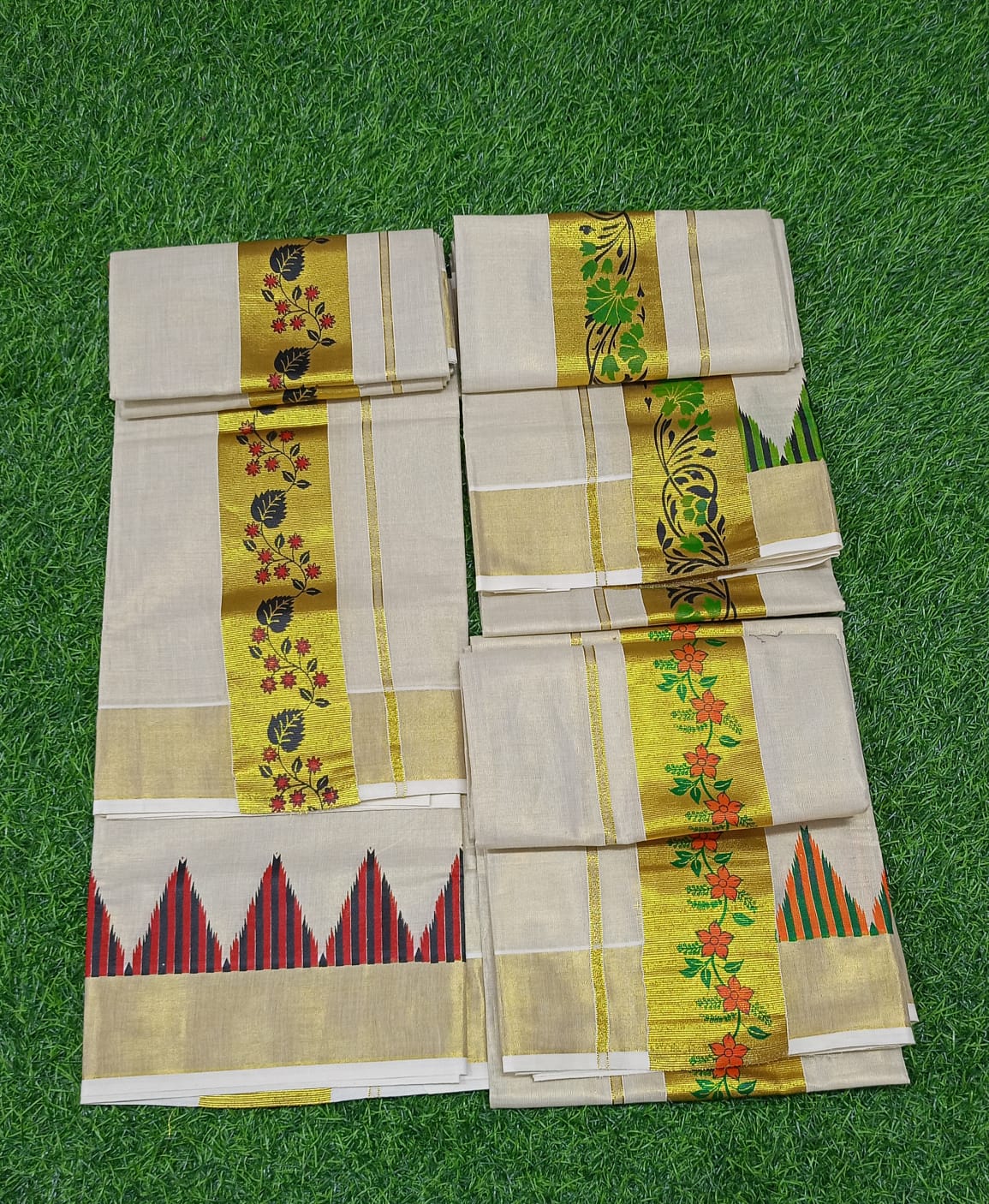 3" Tissue On Guri Flower & Two Side Temple Komma Print Set 2.80