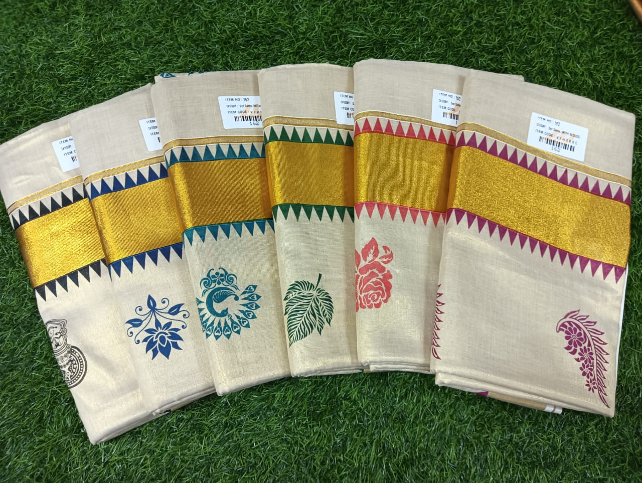 3" Tissue Two Side Komma + Body Butta Print Saree