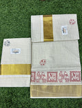 Cotton Body Lines Elephant Embroidary Saree