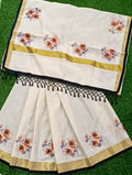 Cotton Full Body Lines Flower Print Dhavani Set