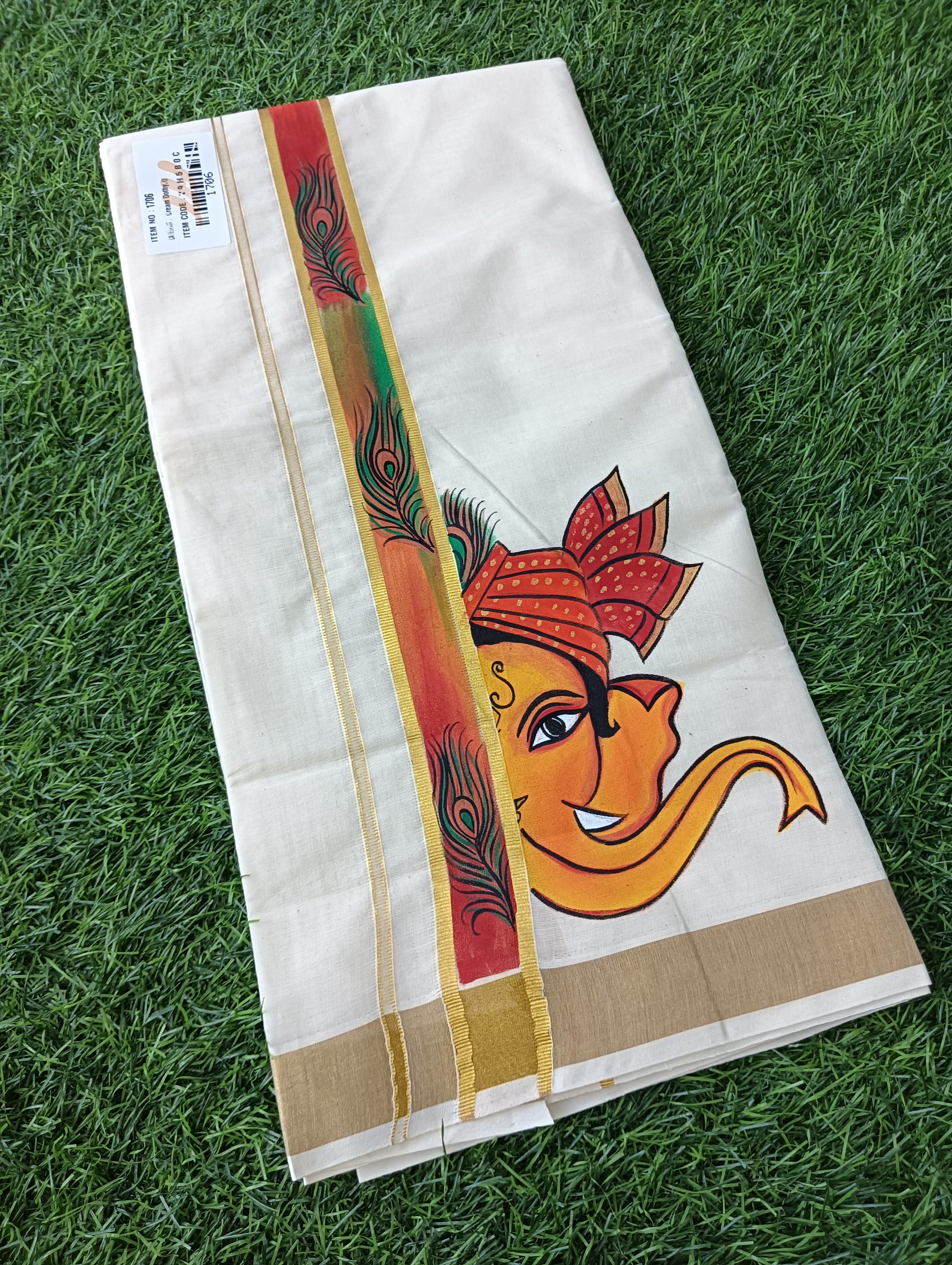 Ganapathi Hand Painting Dhothi