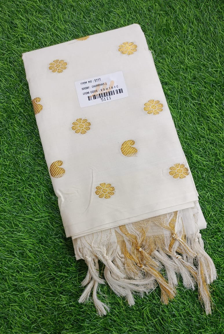 Kora Pallavi Jaqurd Double Butta Churidhar