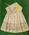 Tissue Ginko Leaf Print Dhavani Set